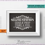 Selfie Station Sign, Grab A Prop & Strike A Pose Photo Booth Wedding   Selfie Station Free Printable