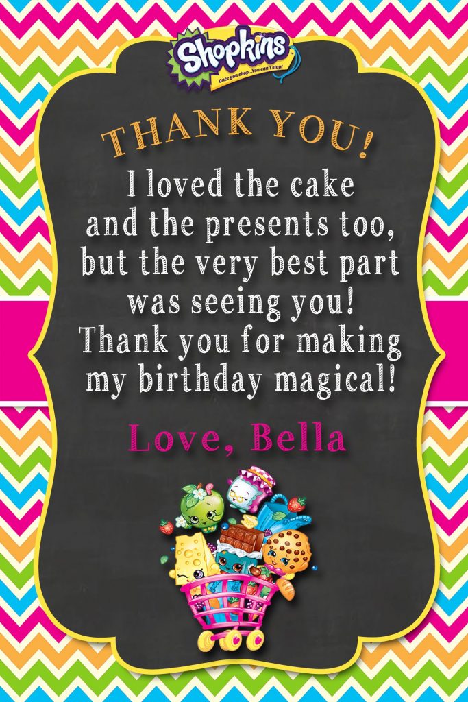 Free Printable Shopkins Thank You Cards