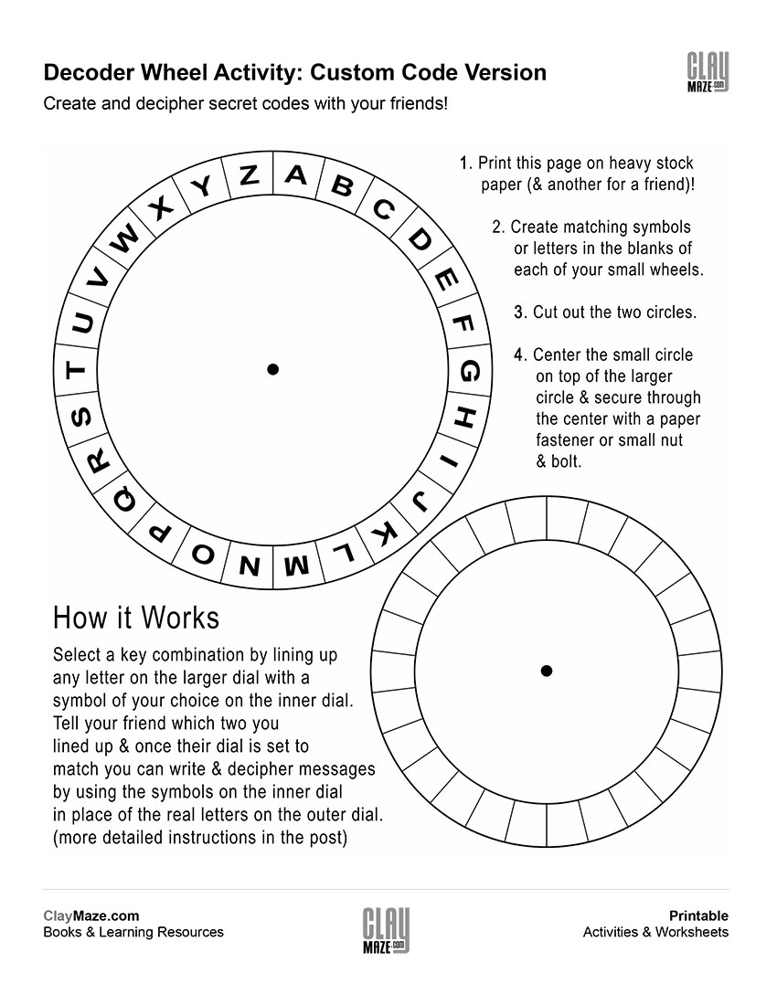 Spy Decoder Wheel – Custom Code Version | Free Printable Children&amp;#039;s - Free Printable Personalized Children&amp;amp;#039;s Books