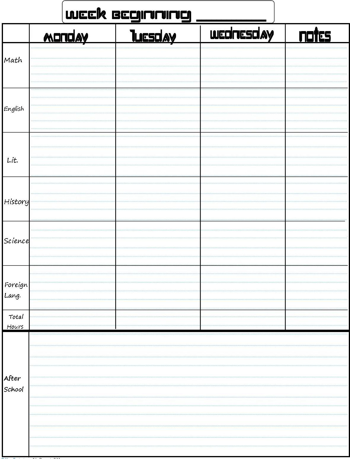 Student Planner Template Free Printable | Printable Planner Template - Free Printable Student Planner 2017