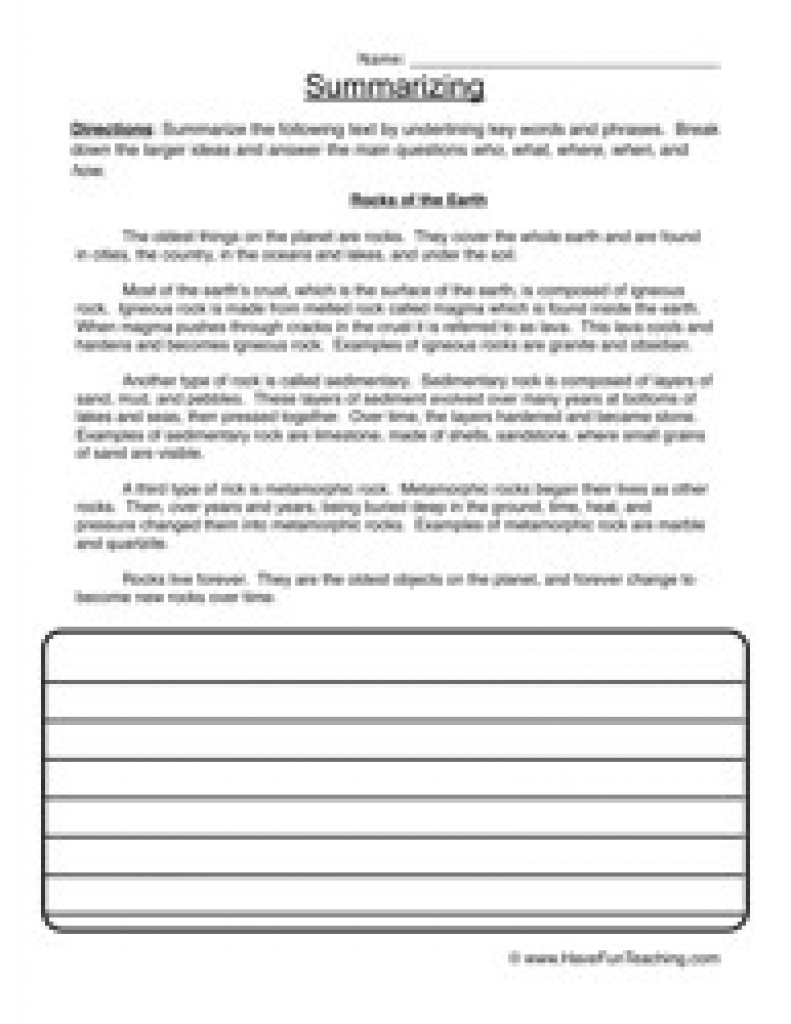 Summarizing Worksheets 4Th Grade Free The Best Worksheets Image With - Free Printable Summarizing Worksheets 4Th Grade