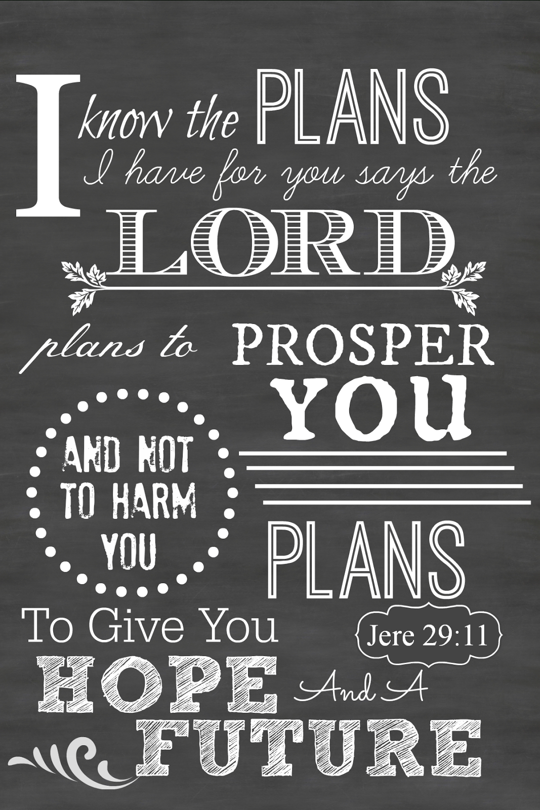 Sunday Scripture Printable Chalkboard Art | Scripture Quotes - Jeremiah 29 11 Free Printable