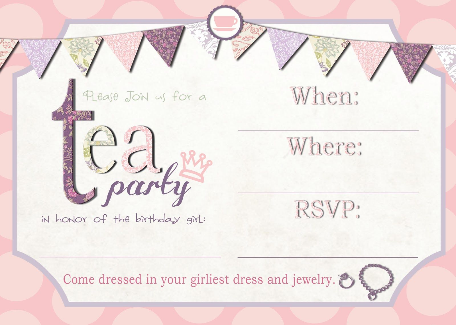 Tea Party Invitation Template Download – Invitetown | Girls&amp;#039; Tea - Free Printable Kitchen Tea Invitation Templates