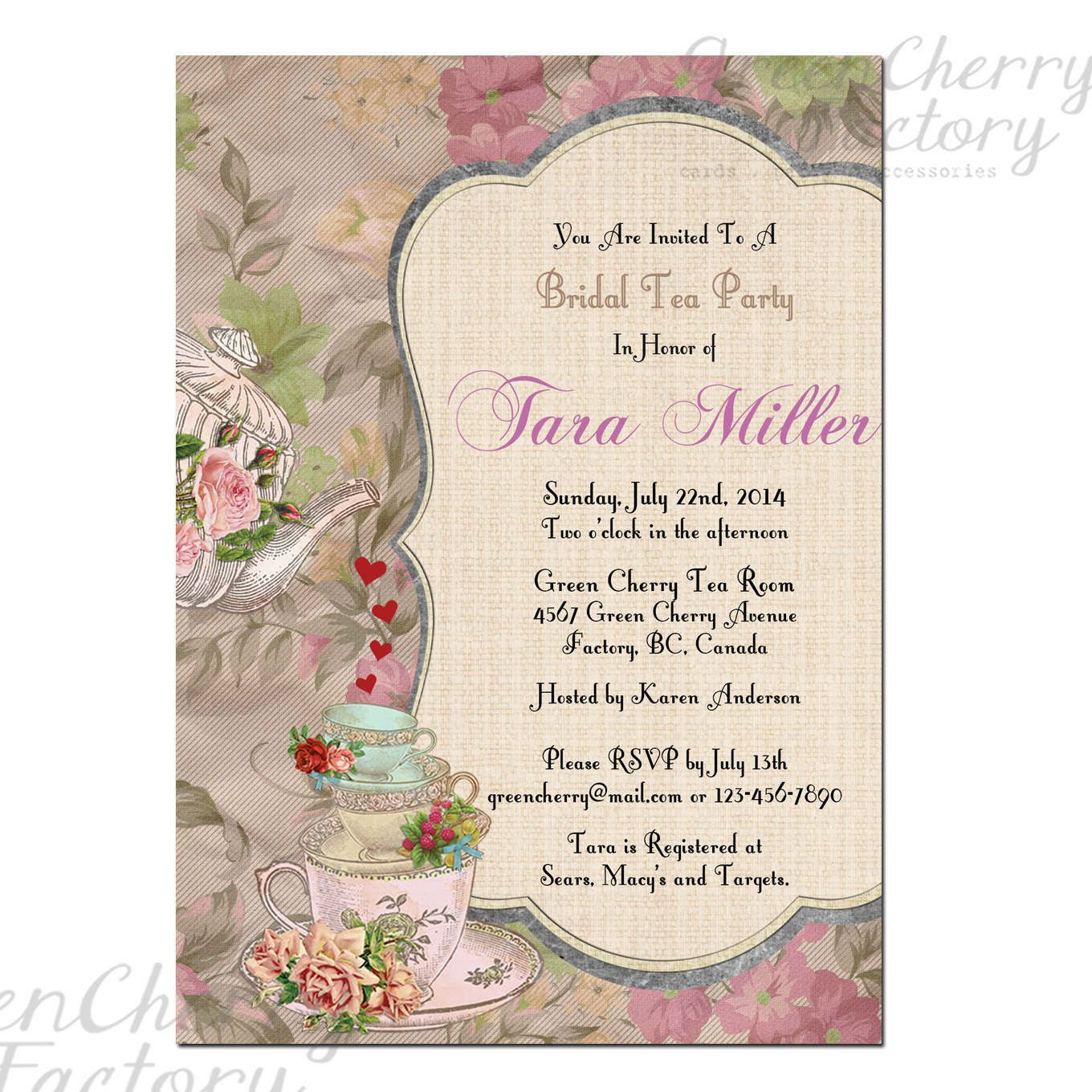 Tea Party Invitation Template | High Tea Party Invitations Free - Free Printable Kitchen Tea Invitation Templates