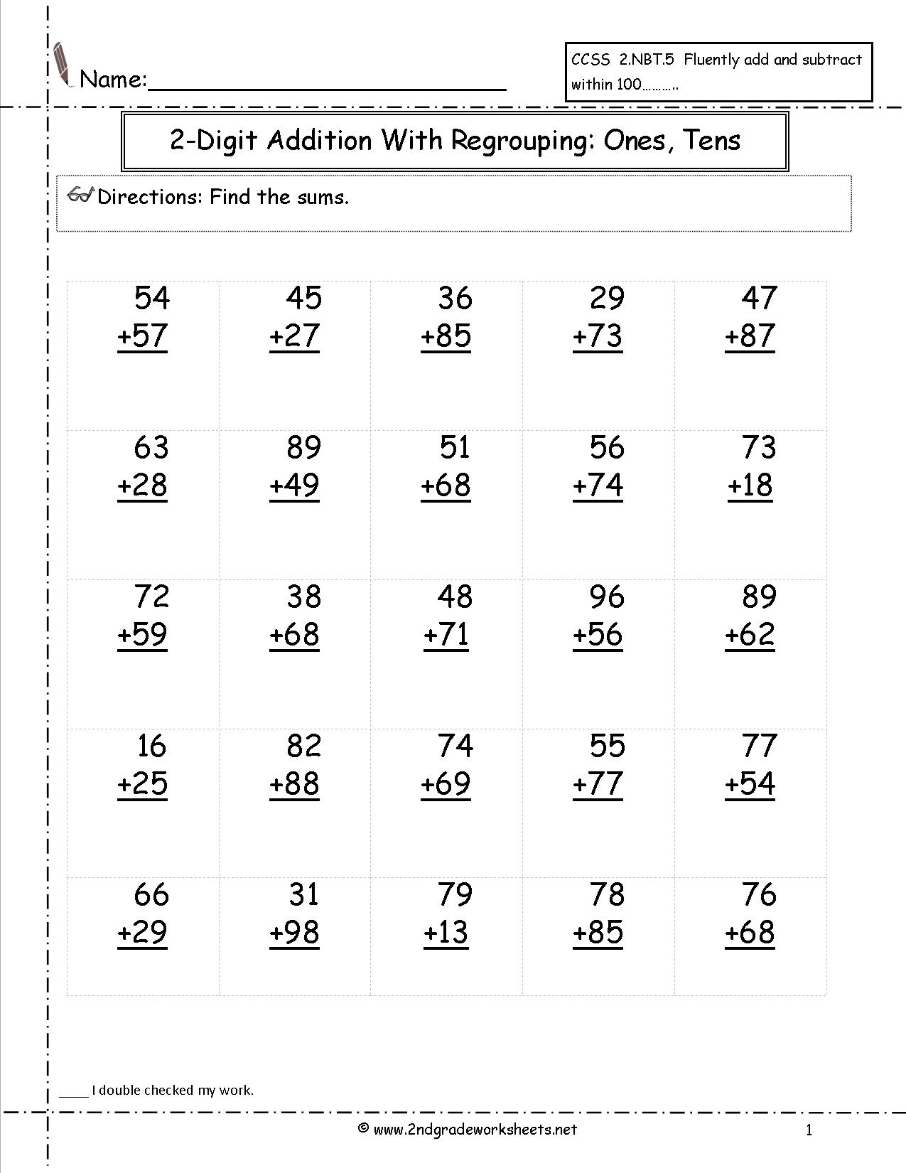 Two Digit Addition Worksheets - Free Printable Two Digit Addition Worksheets