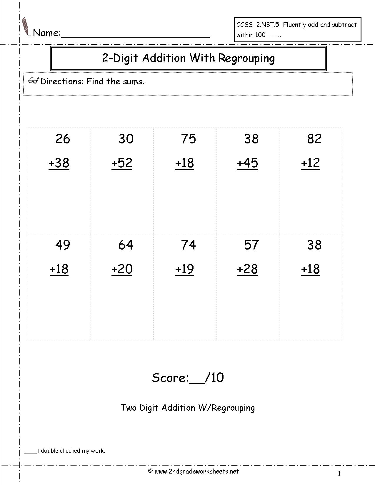 Two Digit Addition Worksheets - Free Printable Two Digit Addition Worksheets