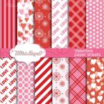 Valentines Digital Sheets. Buy 2 Get 1 Free Buy 4 Get 2 Free | Etsy   Free Printable Pattern Paper Sheets