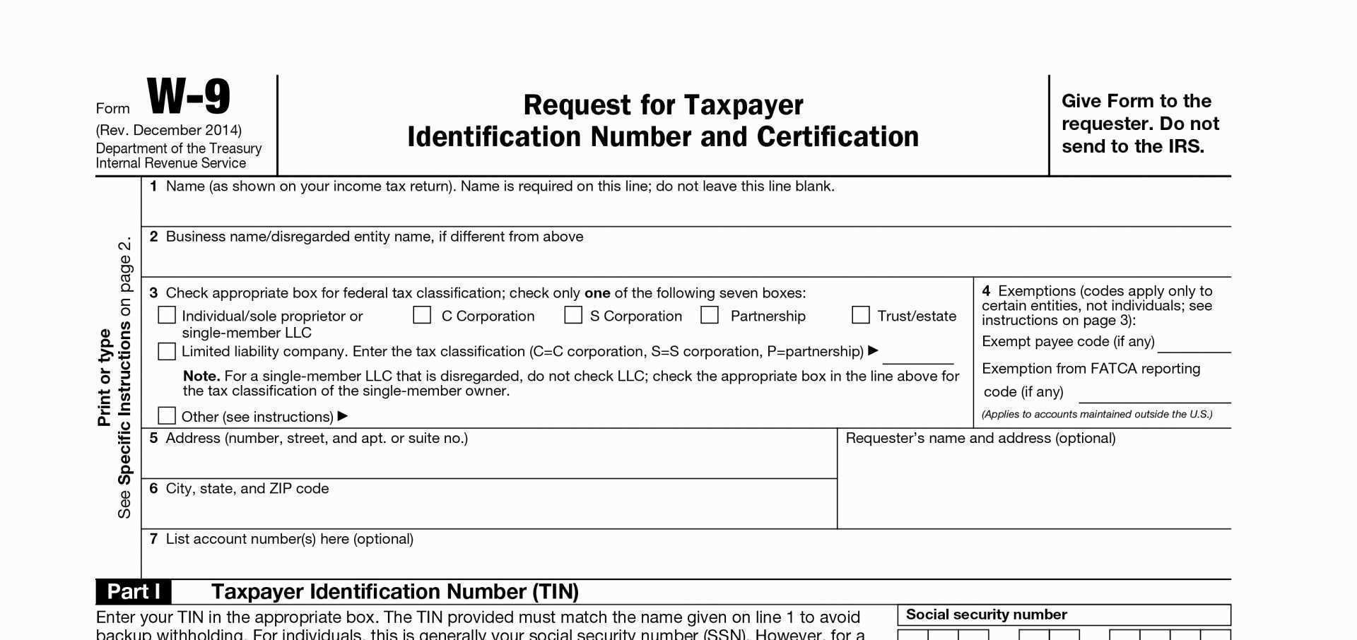 W Form Lovely Blank W9 Free To Print Of Surprising 9 Templates - W9 Free Printable Form 2016