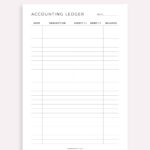 Accounting Ledger Printable, Small Business Bookkeeping, Log For   Free Printable Accounting Paper