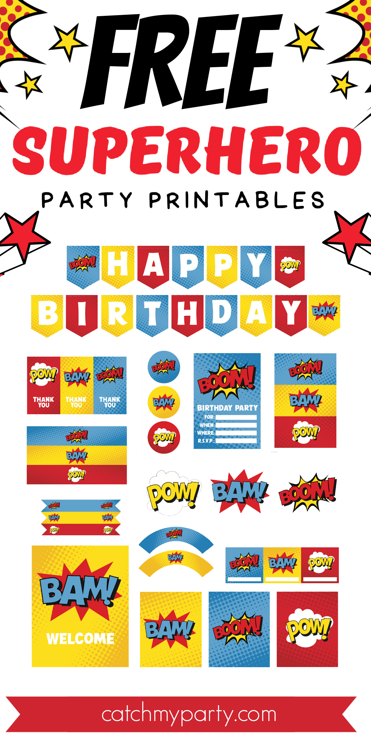 Awesome Superhero Party Printables (Free Download)! | Catch My Party - Free Printable Superhero Images