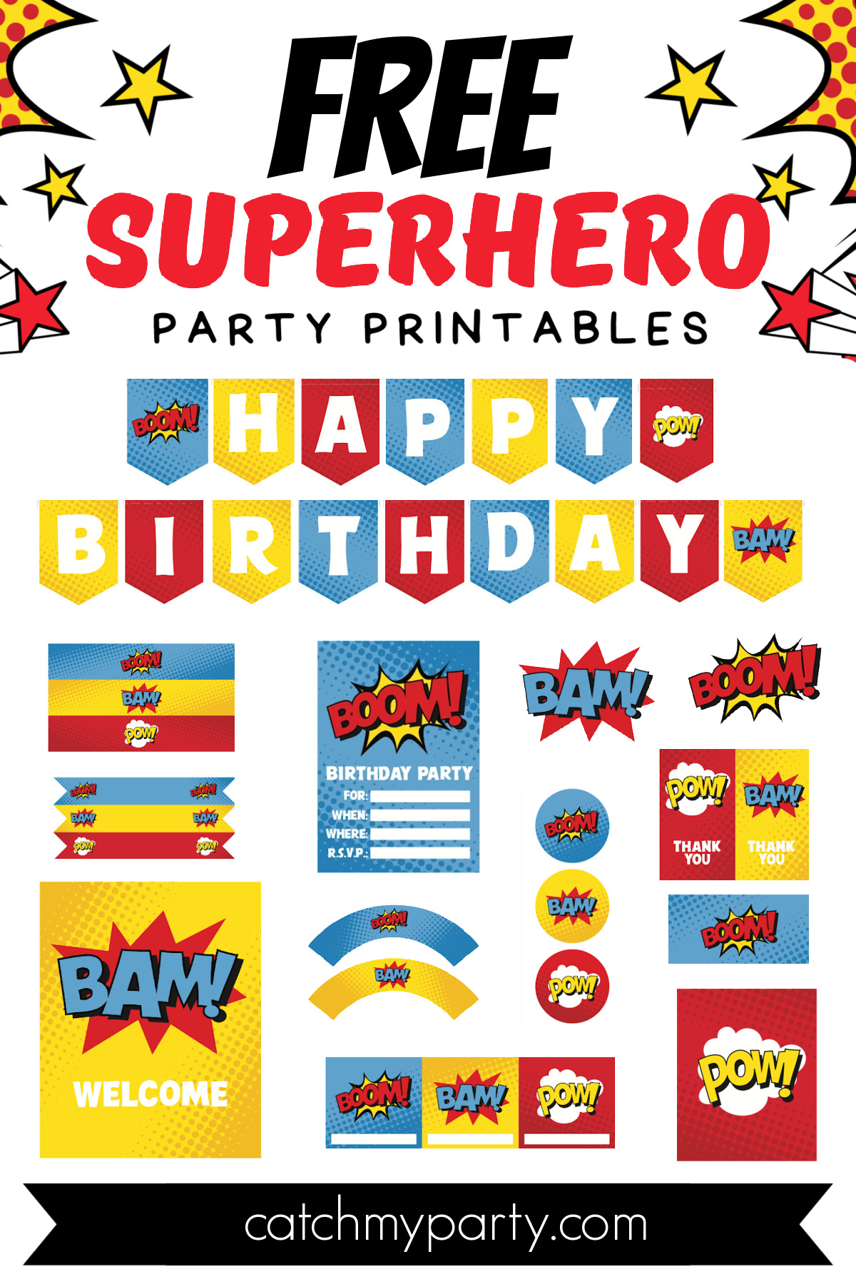 Awesome Superhero Party Printables (Free Download)! | Catch My Party - Free Printable Superhero Images