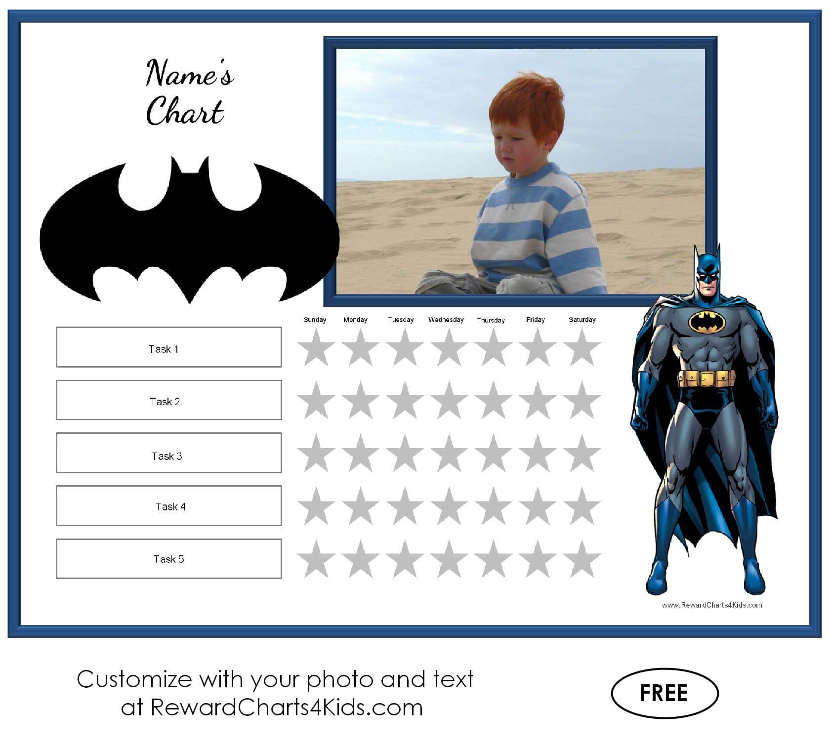 Batman Behavior Charts - Free Printable Batman Reward Chart