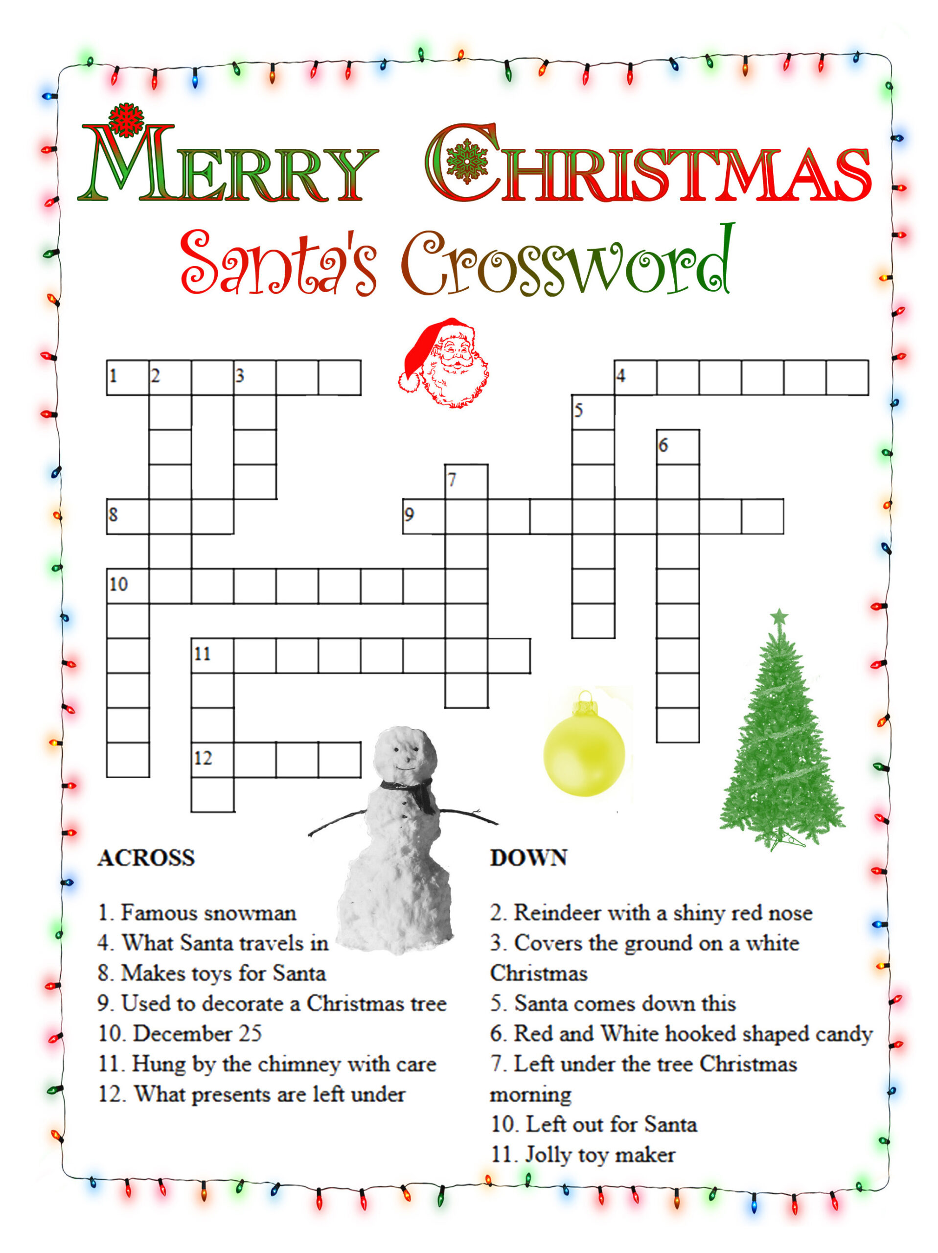 Christmas Crossword Puzzles - Best Coloring Pages For Kids - Free Easy Printable Christmas Crossword Puzzles