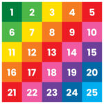 Colorful Number Grid Printable 1 25 For Kids Learning Numbers   Free Printable Numbers 1 25