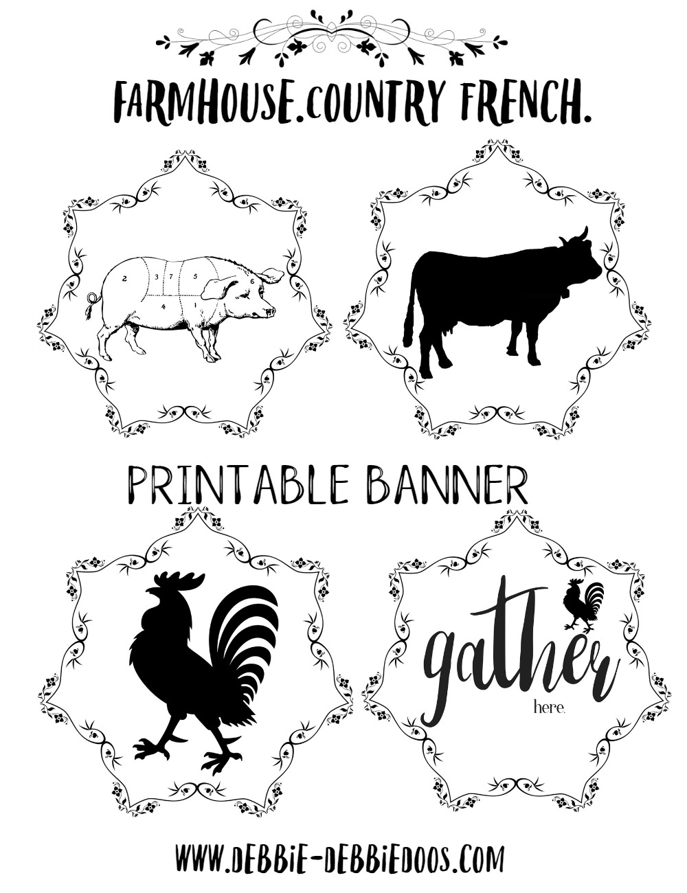 Country French Farmhouse Free Printable Banner - Free Printable Country Stencils