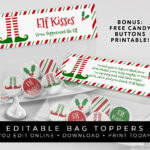 Customizable Elf Kisses Bag Topper Printable, Personalized Elf   Free Printable Elf Kisses Tags