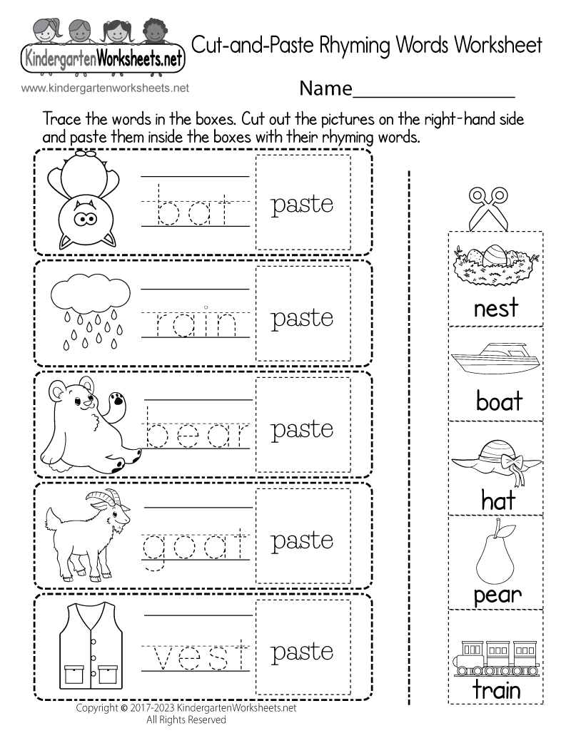 Cut-And-Paste Rhyming Words Worksheet - Free Printable, Digital, &amp;amp; Pdf - Free Printable Christmas Rhyming Worksheets