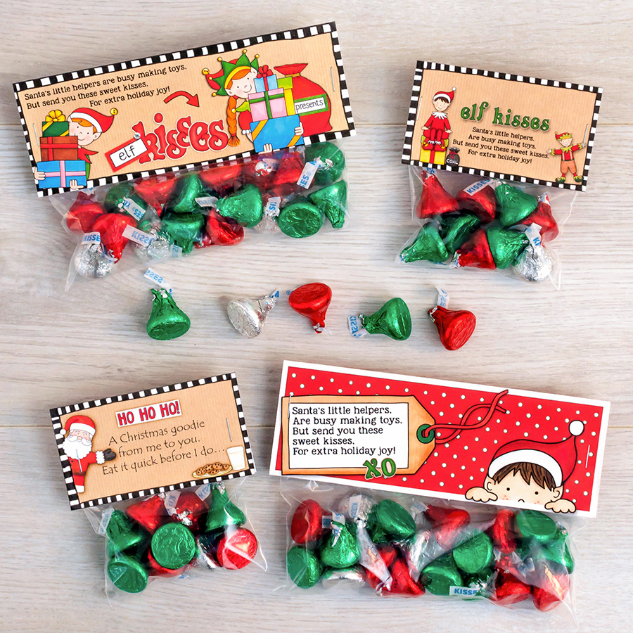 Cute Elf Kisses Treat Bag Topper Printable - Free Printable Elf Kisses Tags