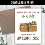 Digital Download Christmas Card For Boss, Boss Christmas Card   Free Printable Christmas Cards For Boss
