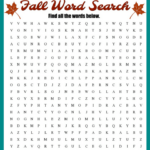 Fall Word Search Free Printable Worksheet   Free Printable Word Search Puzzles For Middle School Students