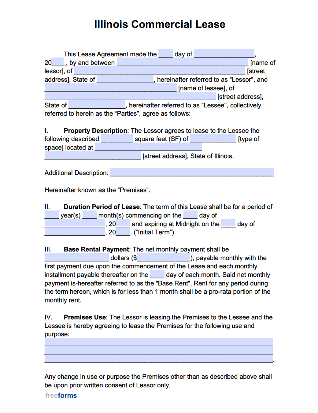 Free Illinois Commercial Lease Agreement Template | Pdf | Word - Free Printable Basic Rental Agreement Illinois