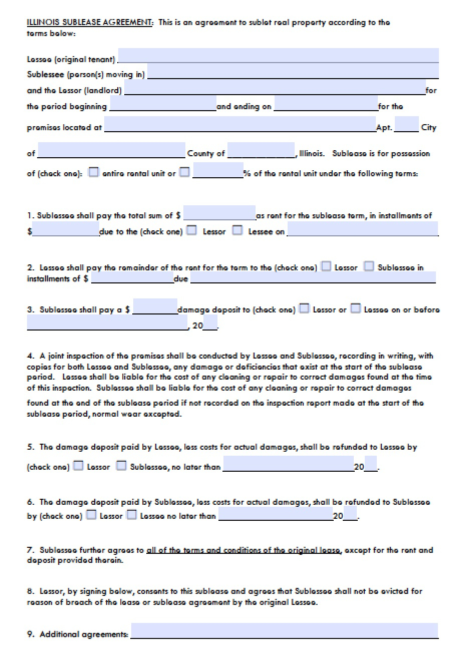 Free Illinois Rental Lease Agreement Templates | Pdf | Word - Free Printable Basic Rental Agreement Illinois