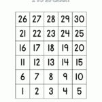 Free Number Chart 1 30   Free Printable Numbers 1 25