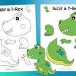 Free Printable Build A T Rex Dinosaur | Mrs. Merry   Free Printable Dinosaur Stationery