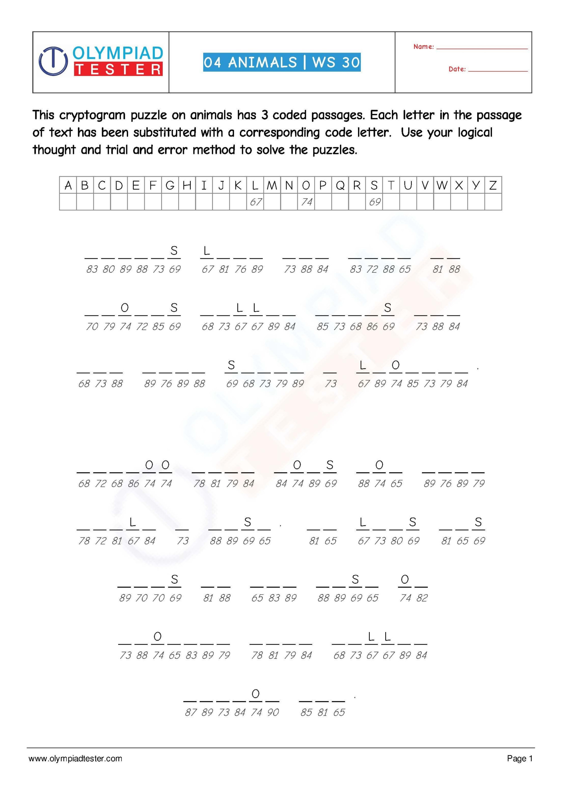 Free Printable Cryptograms - Printable Cryptograms For Free