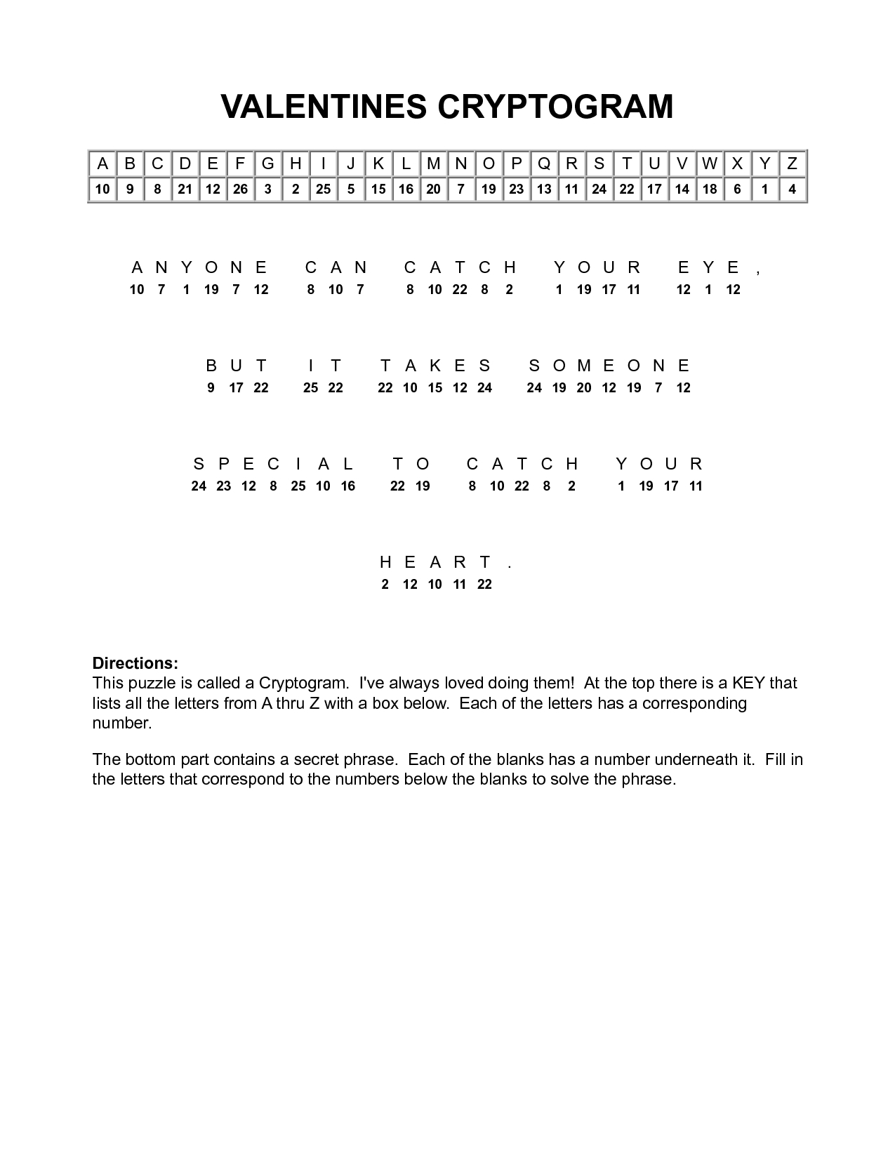 Free Printable Cryptograms - Printable Cryptograms For Free