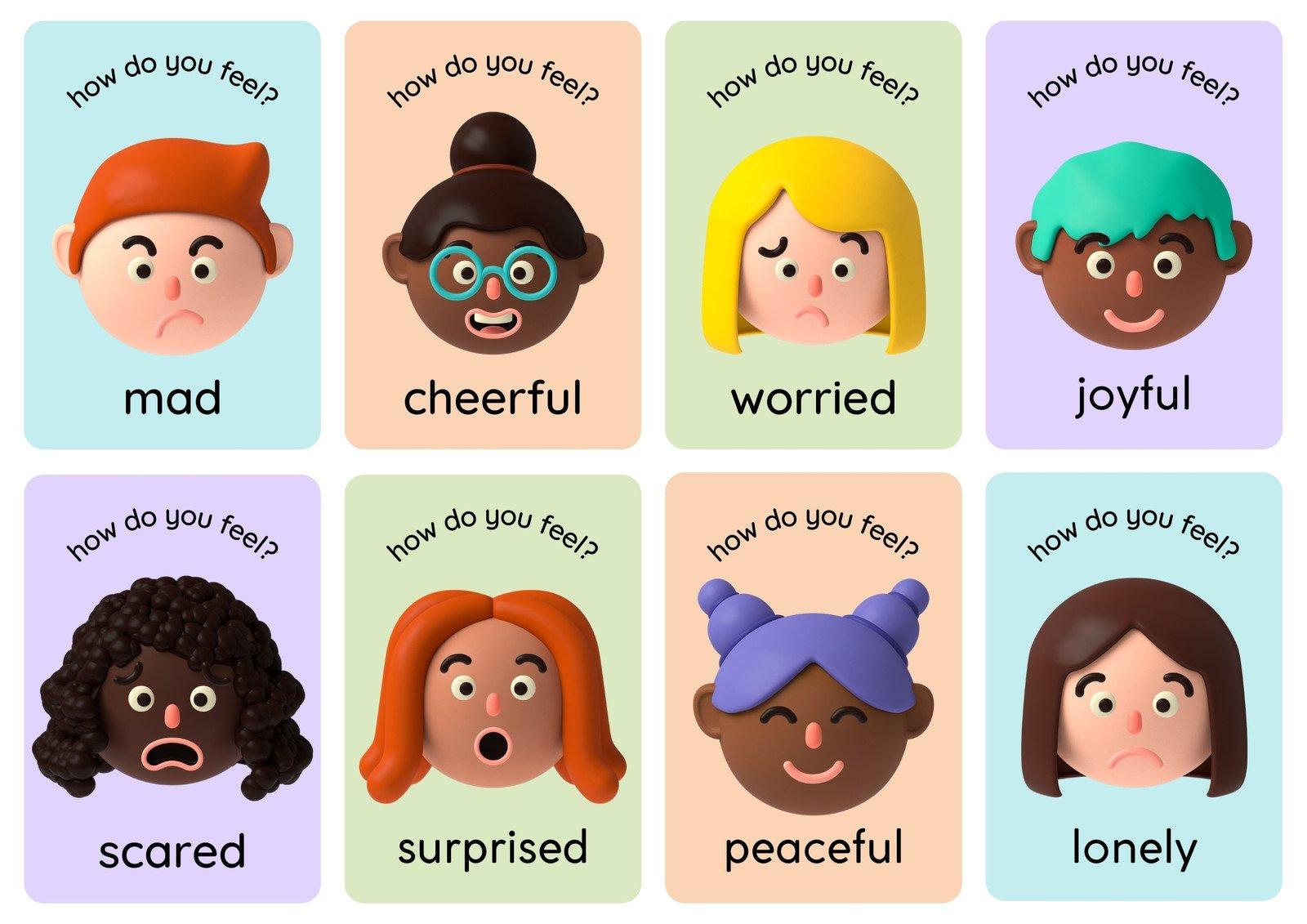 Free Printable Custom Emotions Flashcard Templates | Canva - Free Printable Mood Cards