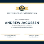 Free Printable, Customizable Sport Certificate Templates | Canva   Free Printable Volleyball Certificates Awards