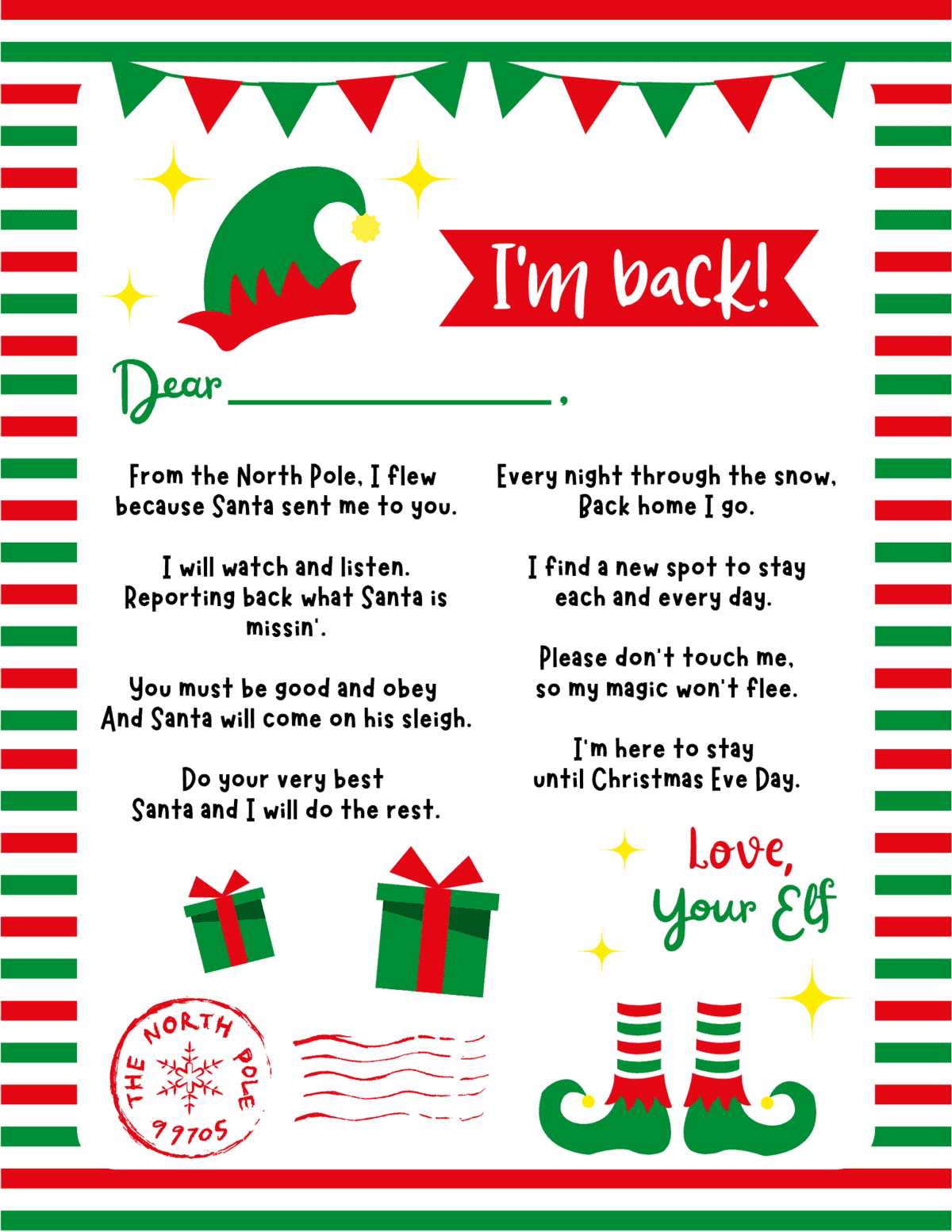 Free Printable Elf On The Shelf Arrival Letter | Elf On Shelf - Elf On The Shelf Im Back Letter Free Printable