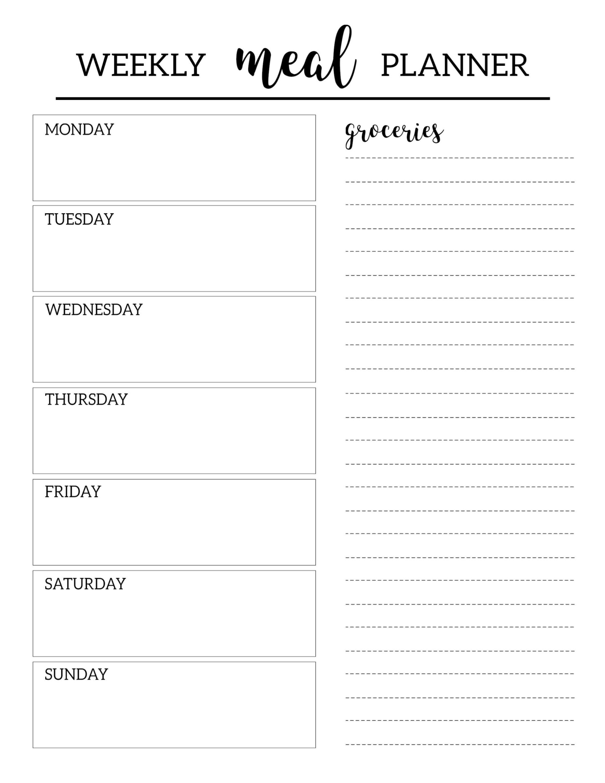 Free Printable Meal Planner Template - Paper Trail Design | Weekly - Free Printable Diet Planner