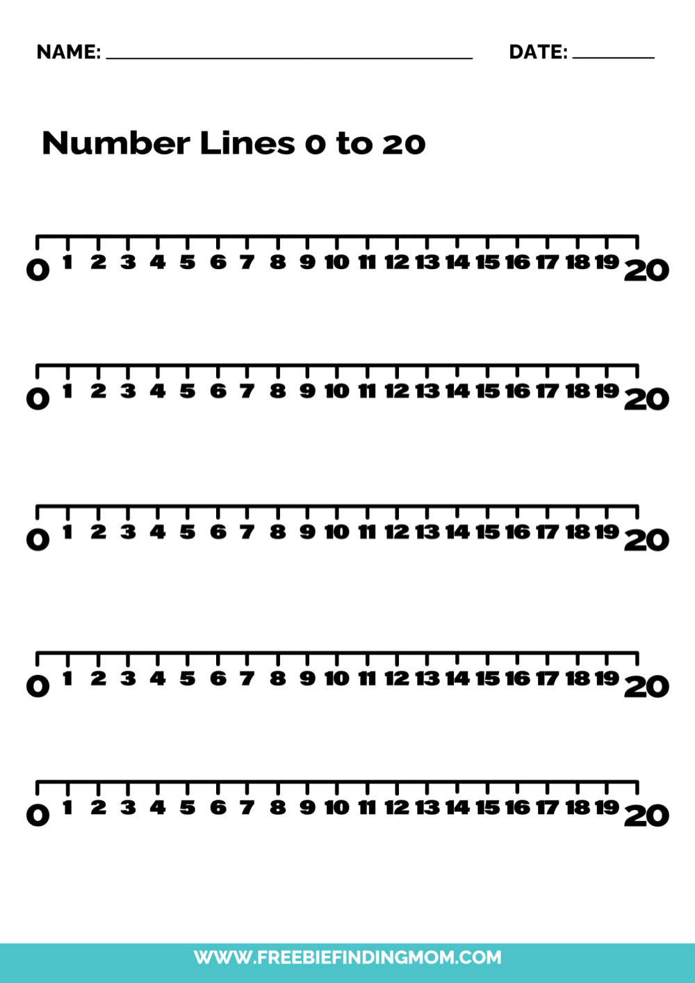 Free Printable Number Line To 20 Pdfs - Freebie Finding Mom - Number Line Negative To Positive Print Free 20