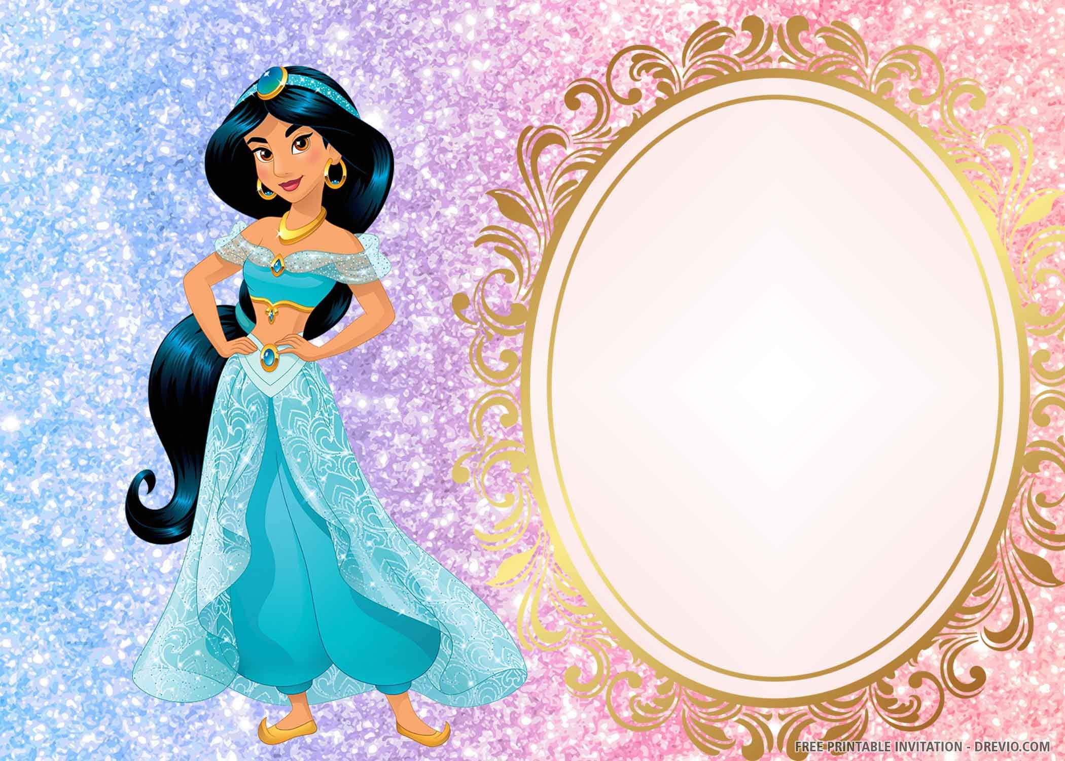 Free Printable Princess Jasmine Invitation Template - Printable - Free Printable Princess Jasmine Invitations