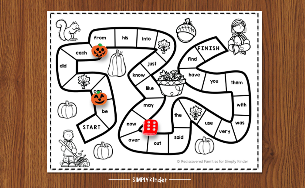 Free Printable Sight Word Game To Make For Fall - Simply Kinder - Free Printable Decoding Games