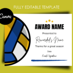 Fully Customizable Volleyball Award Certificate Template.. Edit   Free Printable Volleyball Certificates Awards