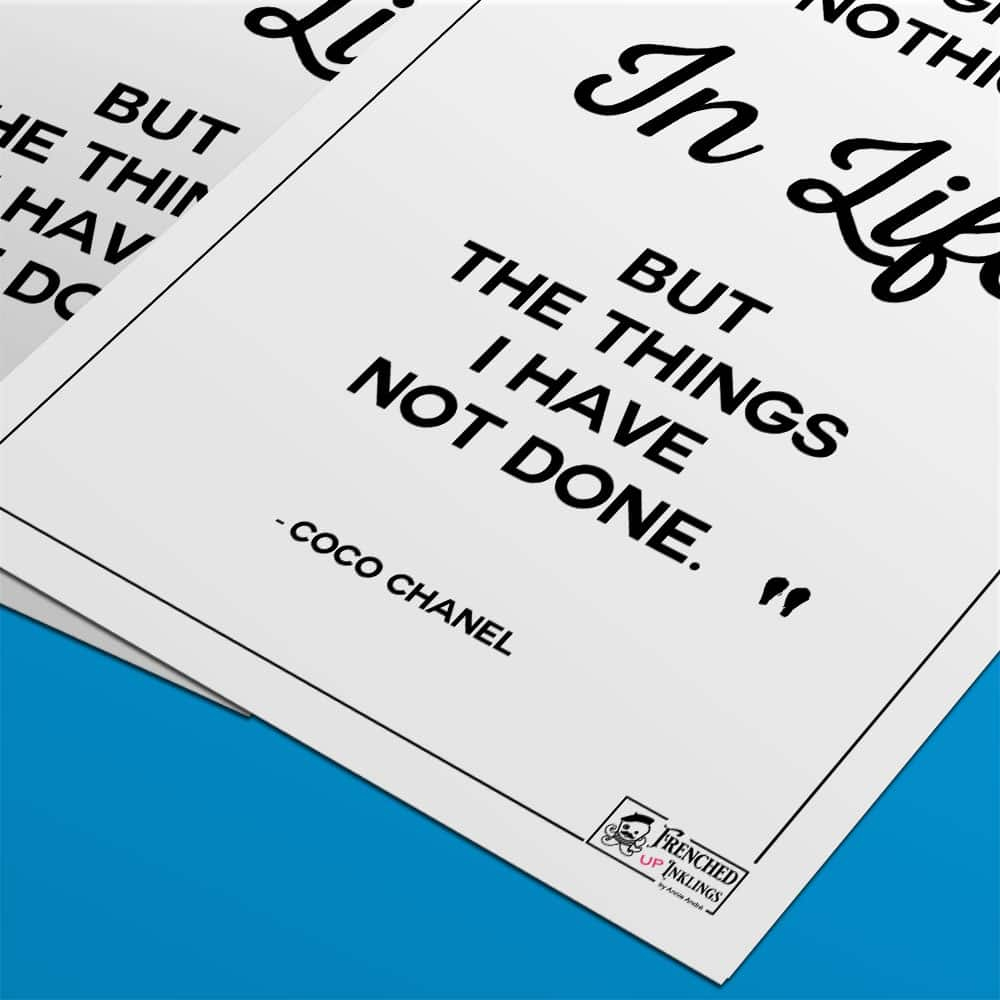 I Regret Nothing In Life (Coco Chanel Quote Poster) - Free Printable Chanel Quotes