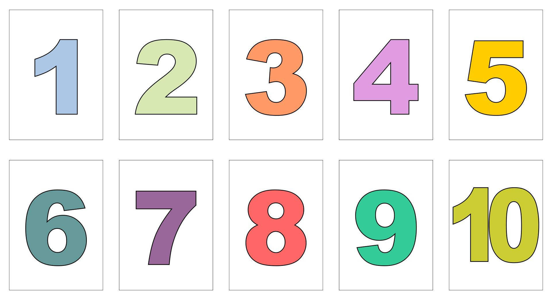 Large Printable Number Cards 1-10 | Large Printable Numbers - Printable Numbers 1-10