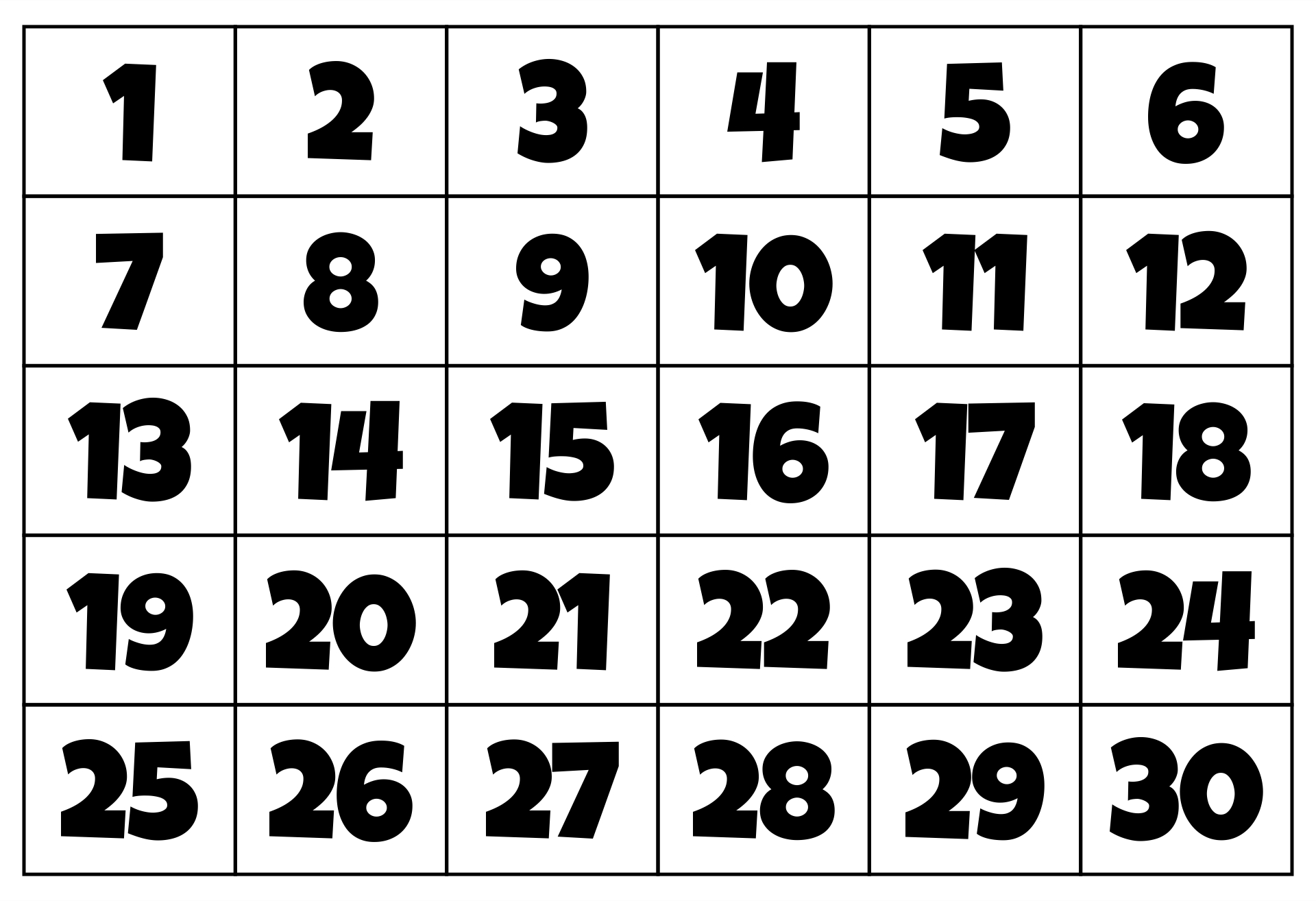 Large Printable Numbers 1 30 Pdf | Printable Numbers, Free - Free Printable Number Cards 1-30