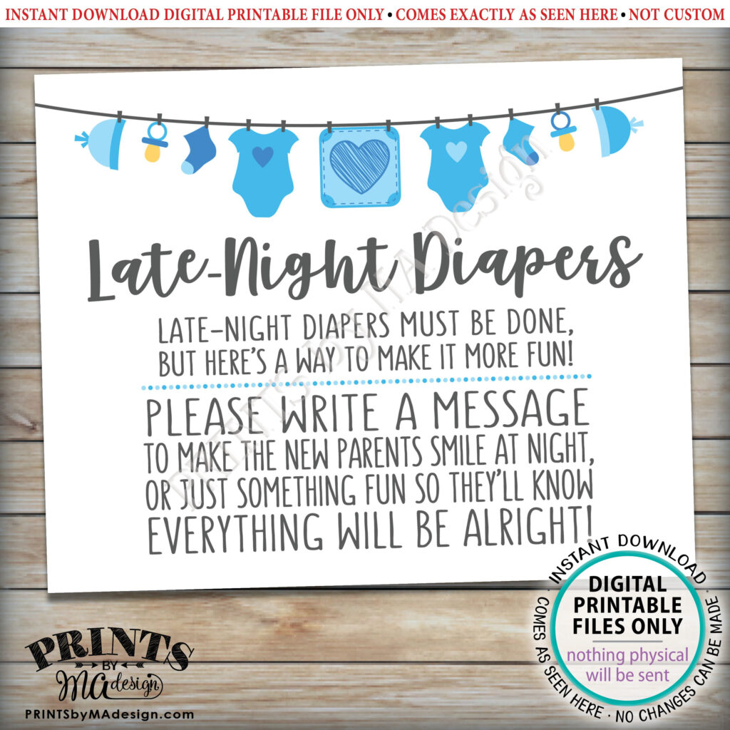 Free Printable Late Night Diaper Sign