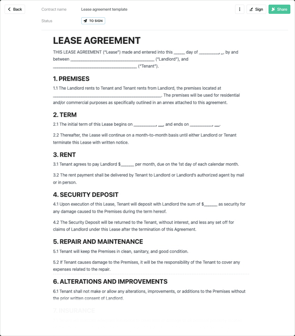 Lease Agreement Template - Free To Use - Free Lease Agreement Online Printable