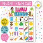 Luau Tiki Aloha Printable Bingo Cards 30 Different Cards Instant   Free Printable Hawaiian Bingo Cards