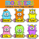 Monster Theme Editable Name Tags & Classroom Labels | Monster   Free Printable Monster Name Tags