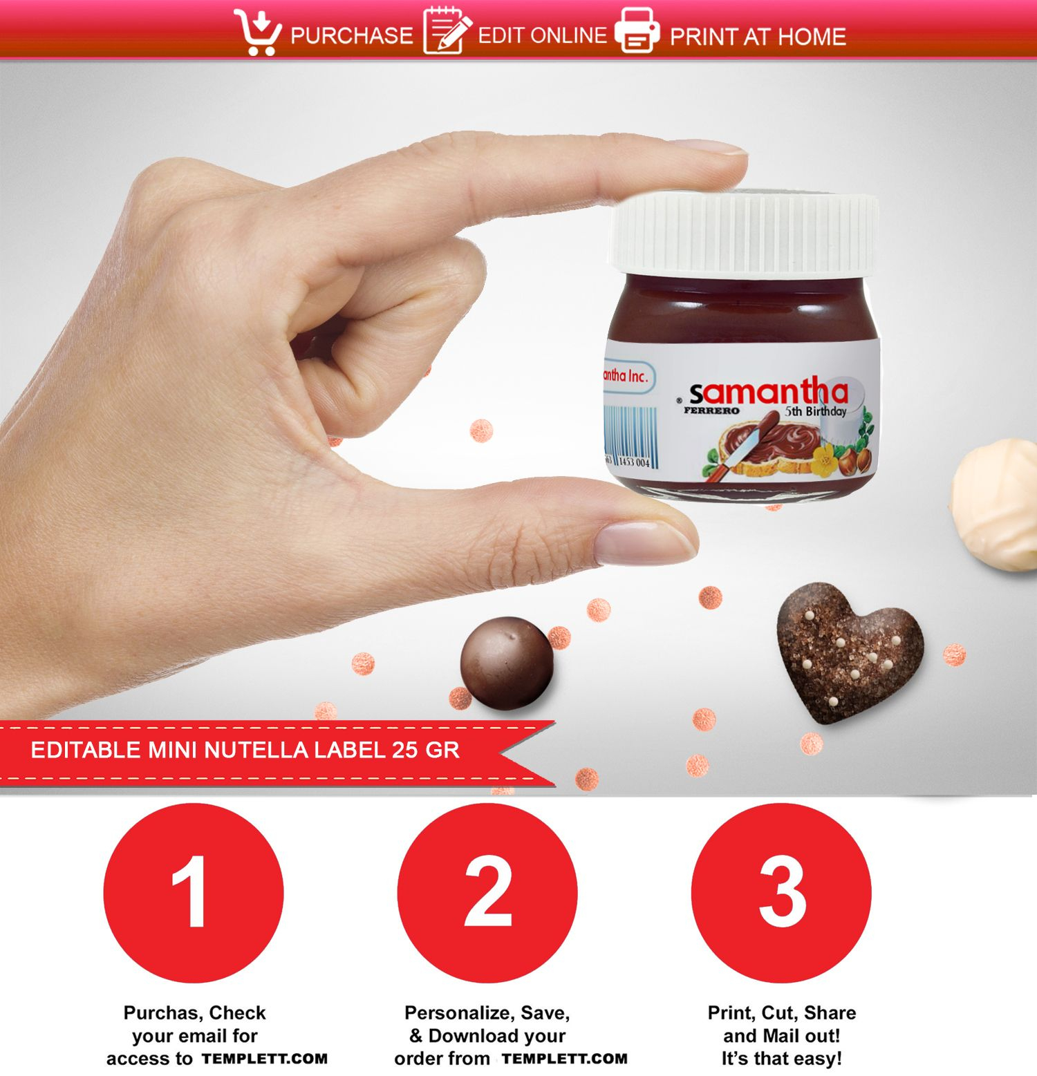 Nutella Label Printable Mini Jar 25 Gr | Nutella Label, Nutella - Free Printable Nutella Labels