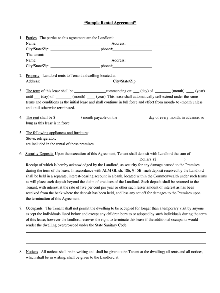 Printable Basic Rental Agreement - Fill Online, Printable - Free Lease Agreement Online Printable