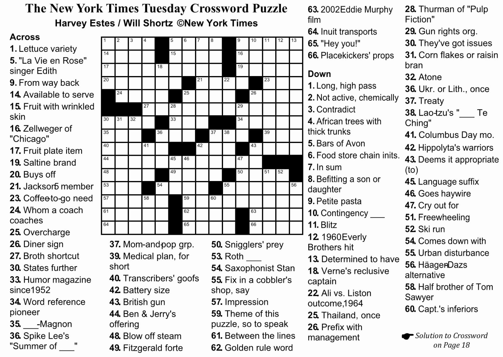 Printable Crossword Puzzles Nytimes | Printable Crossword Puzzles - Ny Times Free Print Crossword