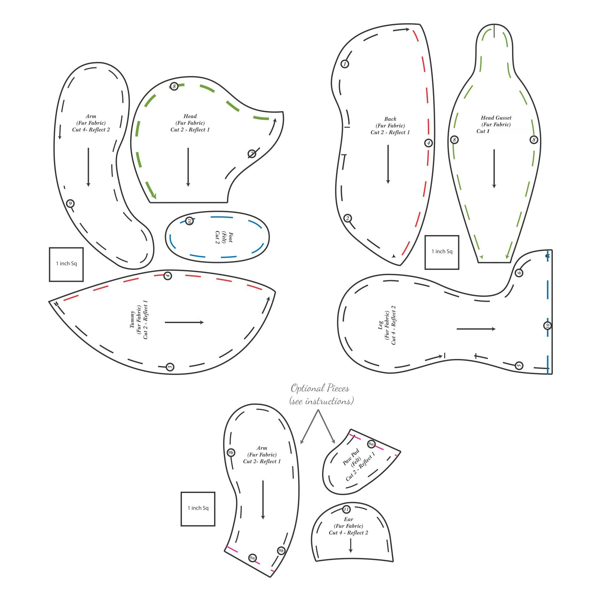 Printable Small Teddy Bear Sewing Pattern | Teddy Bear Sewing - Teddy Bear Patterns Free Printable