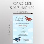 Printed, Airplane Baby Shower Invitations, Boys, Planes, Vintage   Free Printable Airplane Baby Shower Invitations